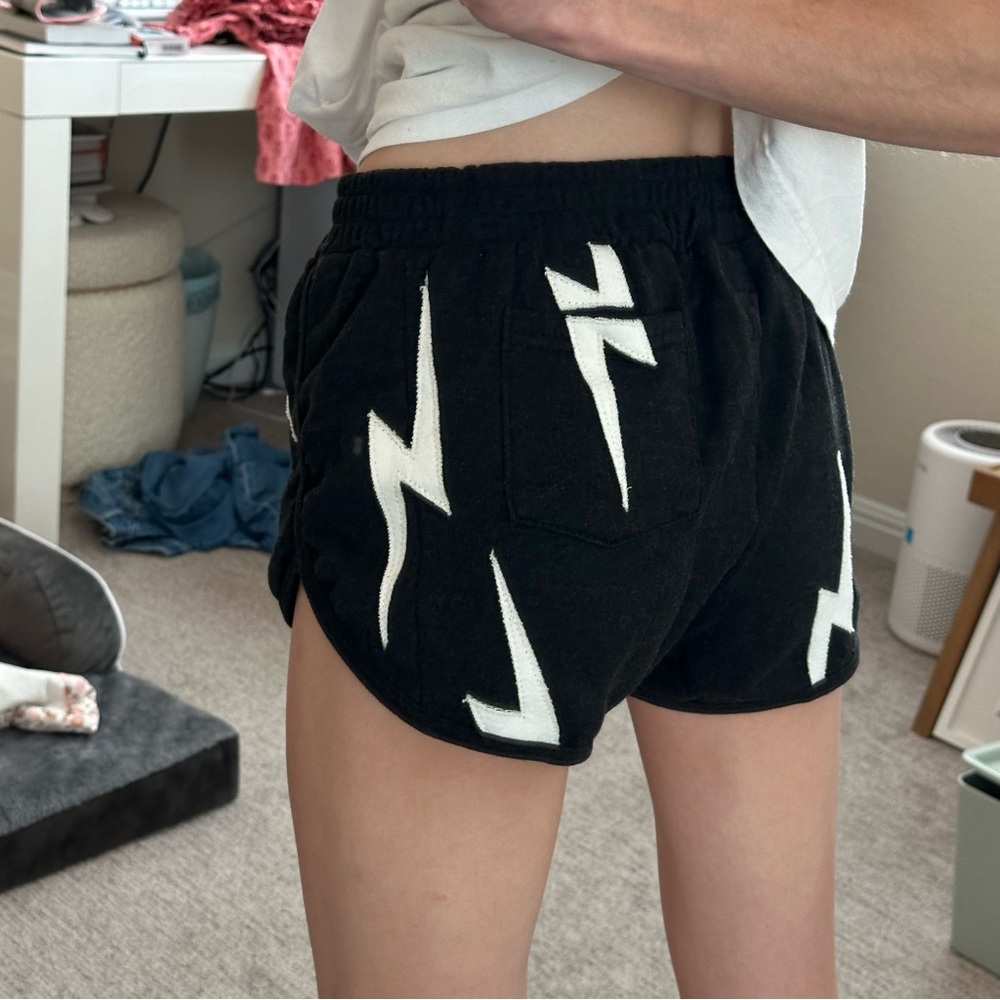 Exclusive Aviator Nation vintage black retro shorts with embroidered bolt M